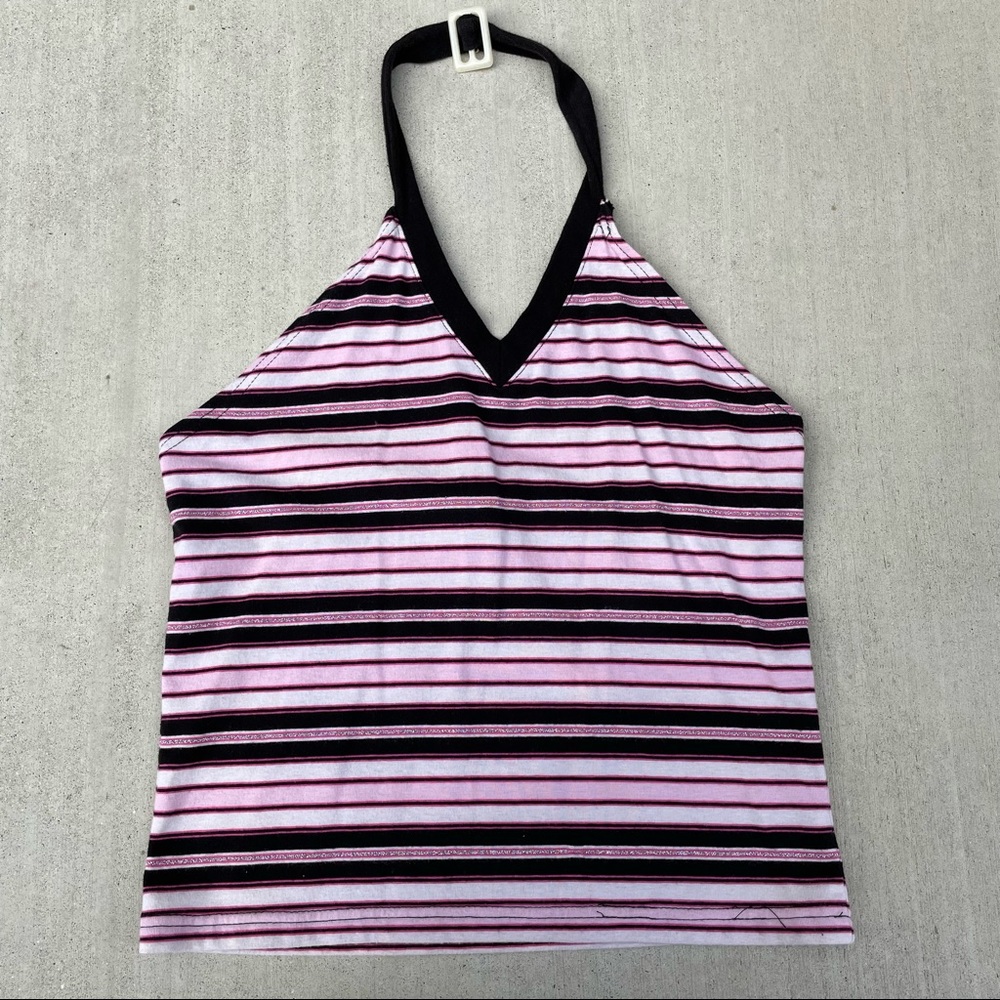 Y2K striped halter top
